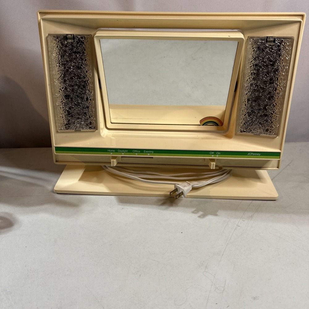 Vintage 1970s Jcpenny lighted makeup/vanity mirror 4 light modes double mirror